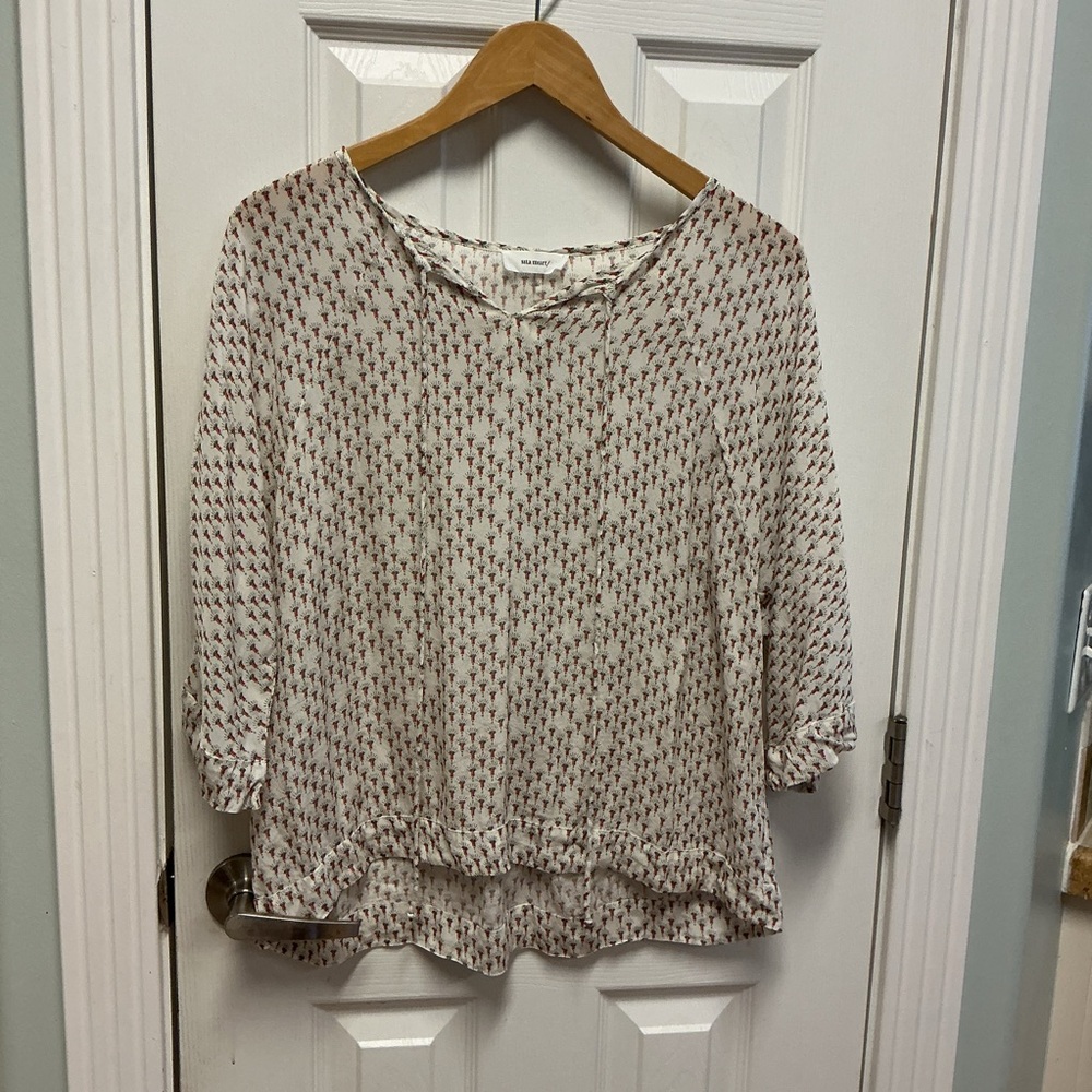 Sita Murt Women’s SZ 40 Novelty Print Vneck Blouse Top US SZ 8